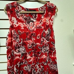 WHBM Red Floral Top